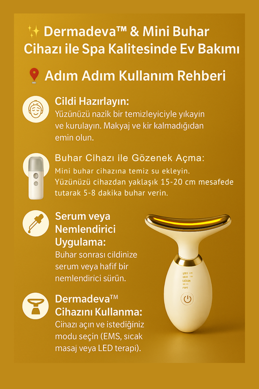 Dermadeva™ EMS Kırmızı Işık Teknolojili Yüz ve Boyun Sıkılaştırıcı Masaj Cihazı